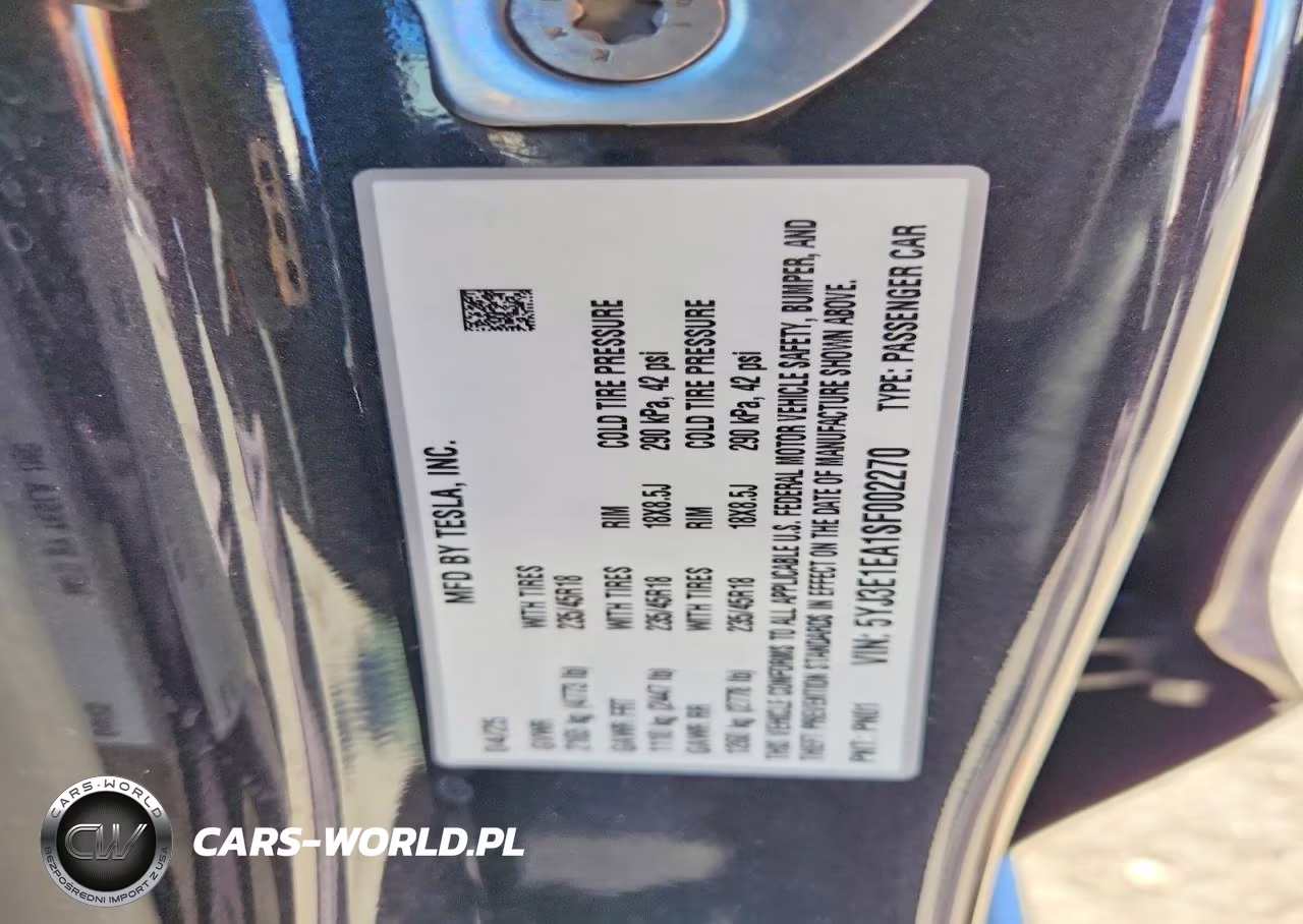 2025 Tesla Model 3 VIN:5YJ3E1EA1SF002270 - 12