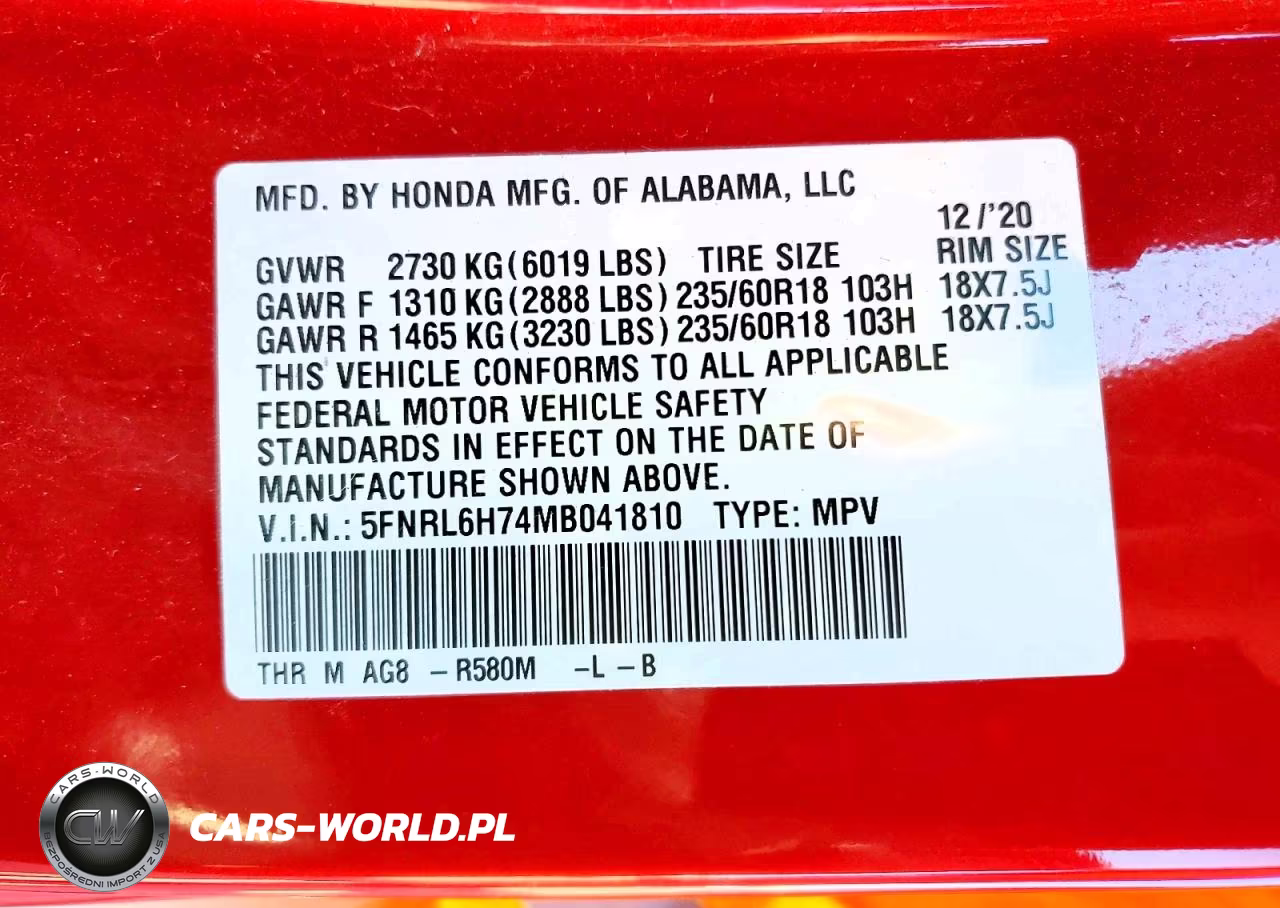 2021 Honda Odyssey Exl VIN:5FNRL6H74MB041810 - 13