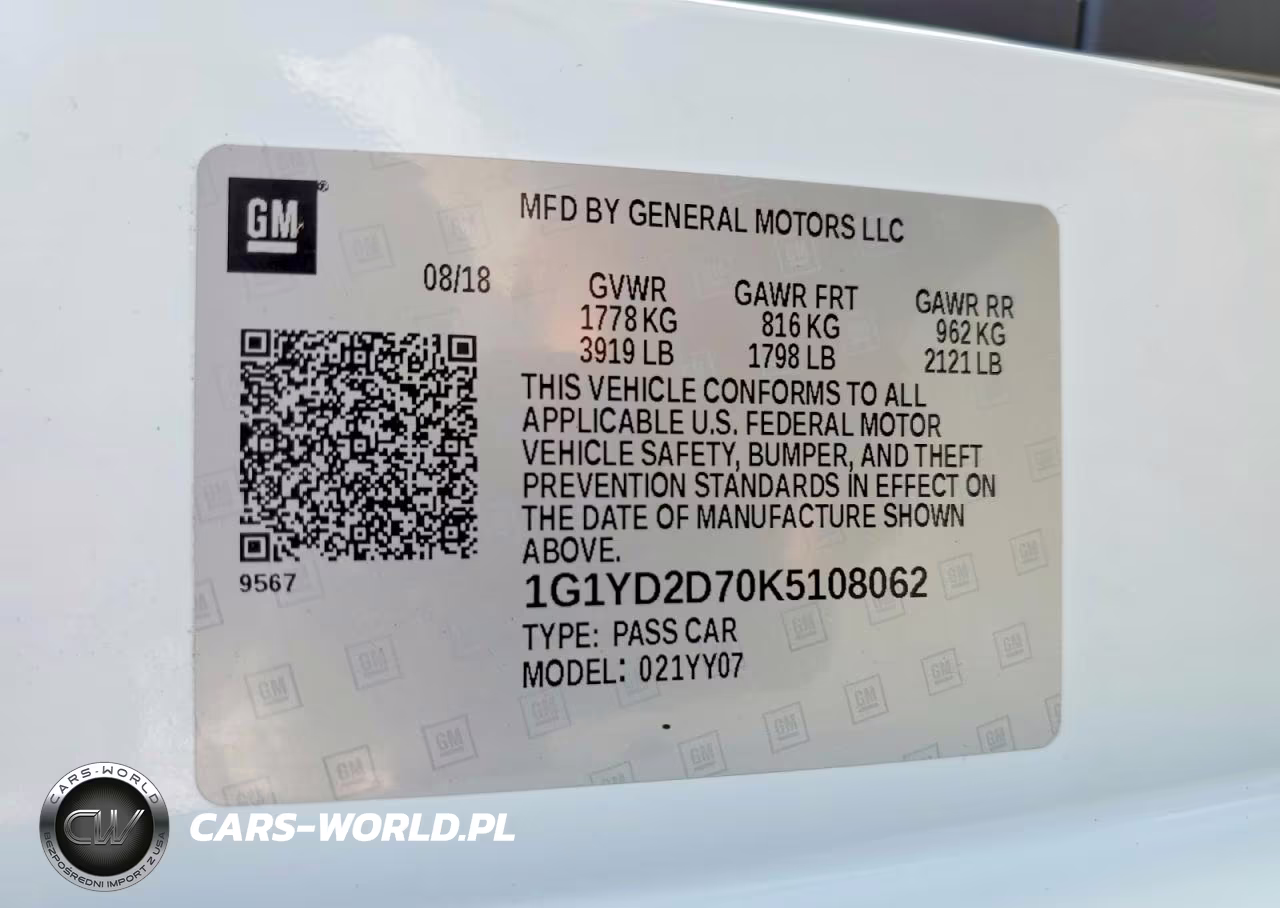 2019 Chevrolet Corvette Stingray 2Lt VIN:1G1YD2D70K5108062 - 12