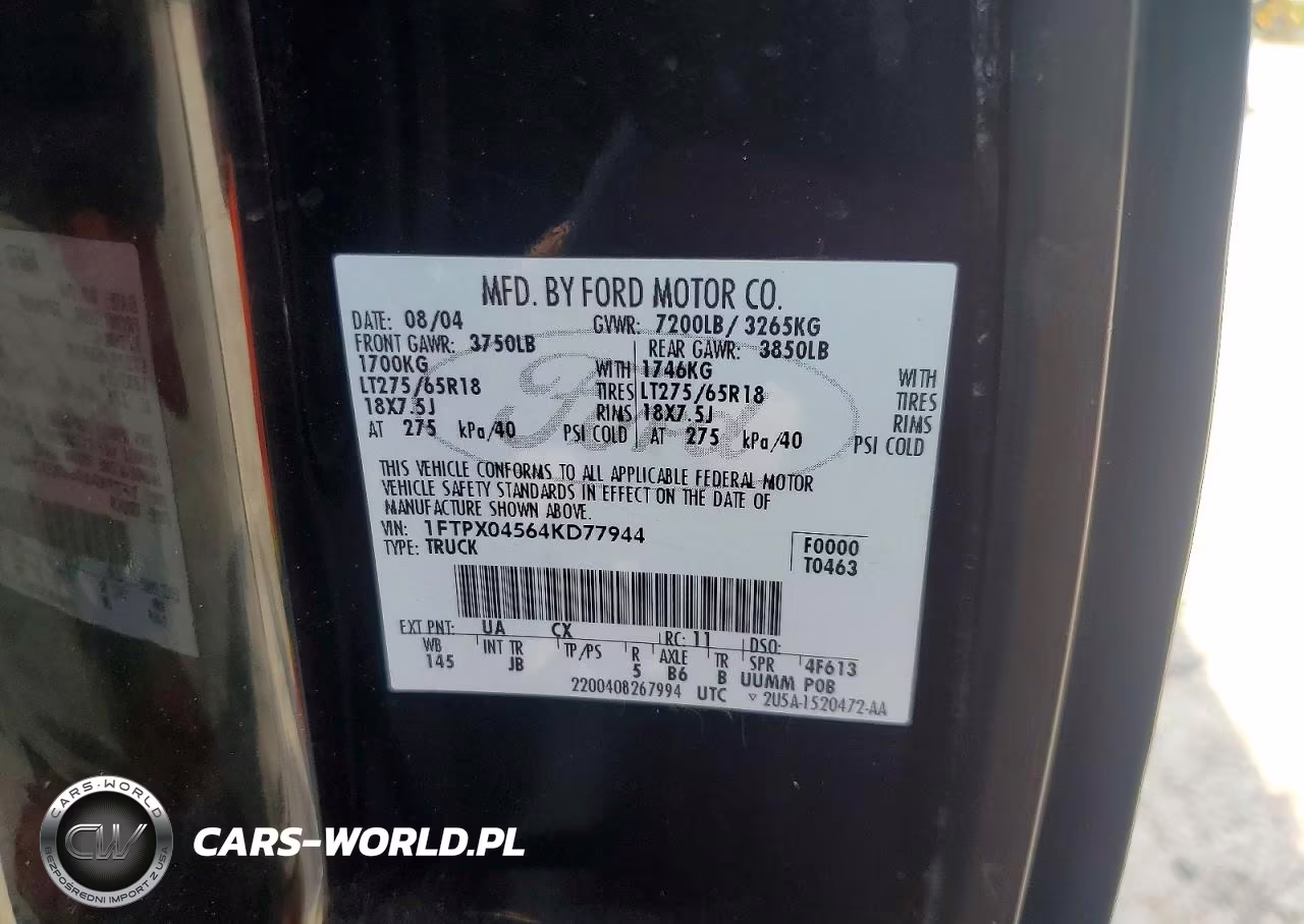 2004 Ford F150 VIN:1FTPX04564KD77944 - 12