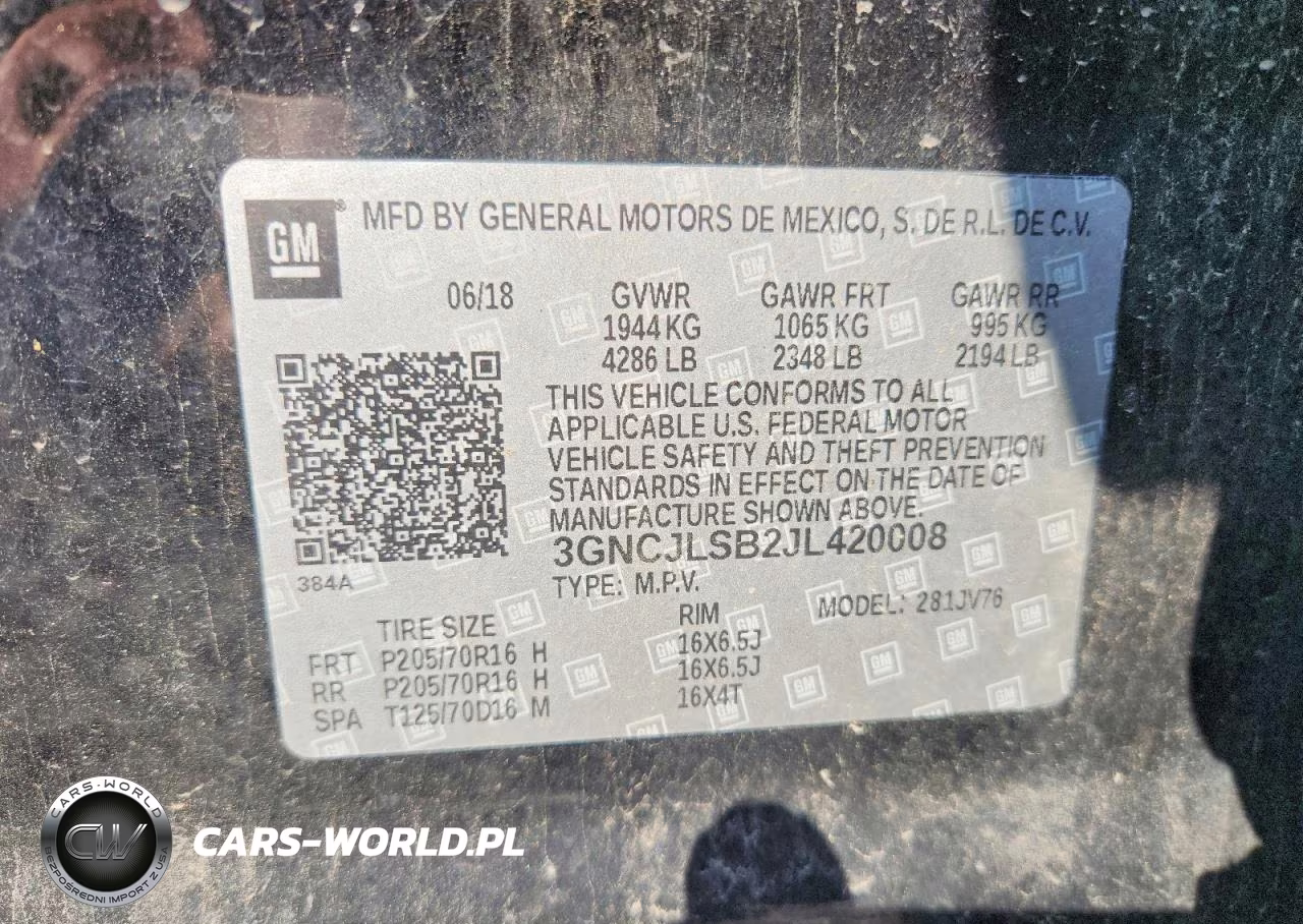 2018 Chevrolet Trax 1Lt VIN:3GNCJLSB2JL420008 - 13