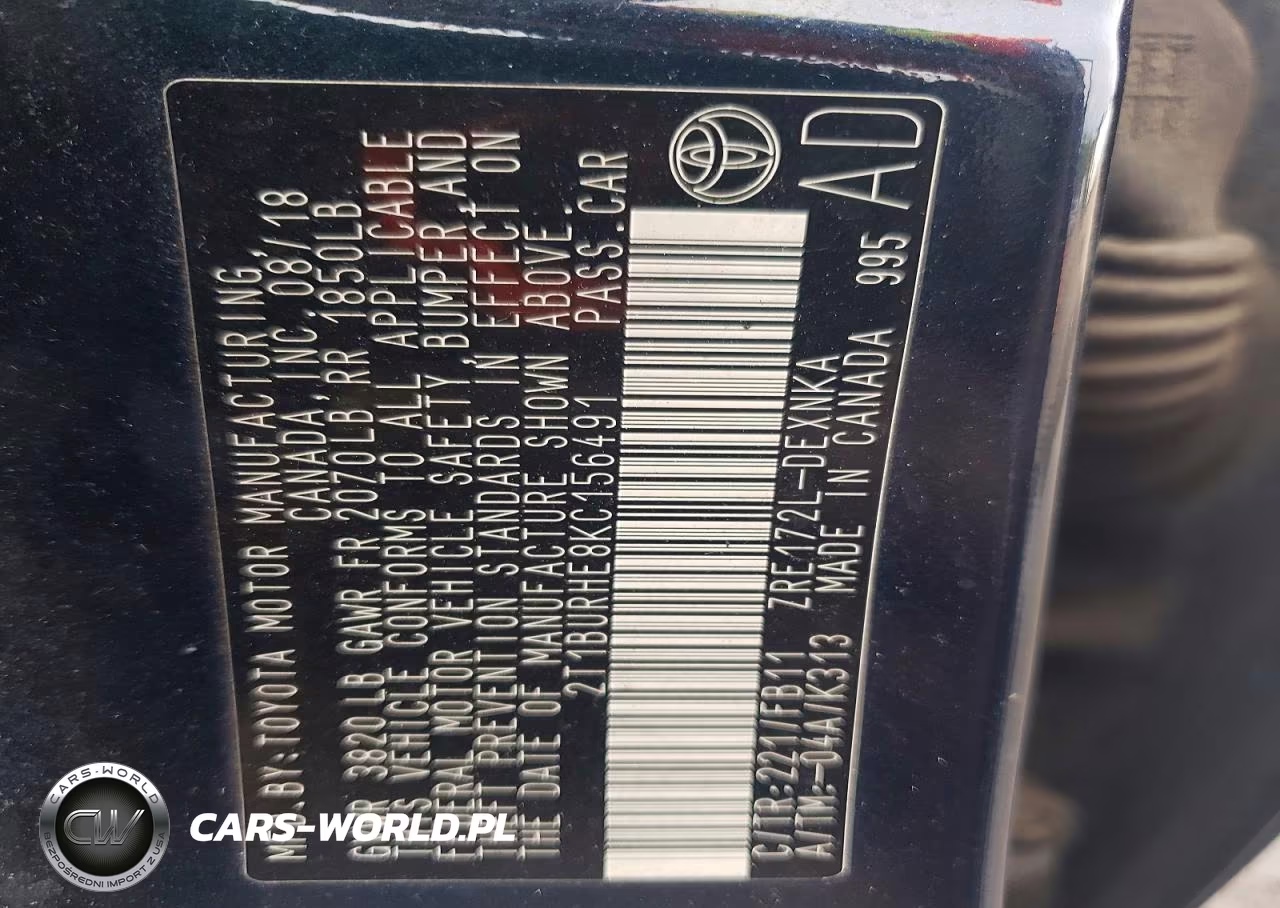2019 Toyota Corolla Le VIN:2T1BURHE8KC156491 - 12