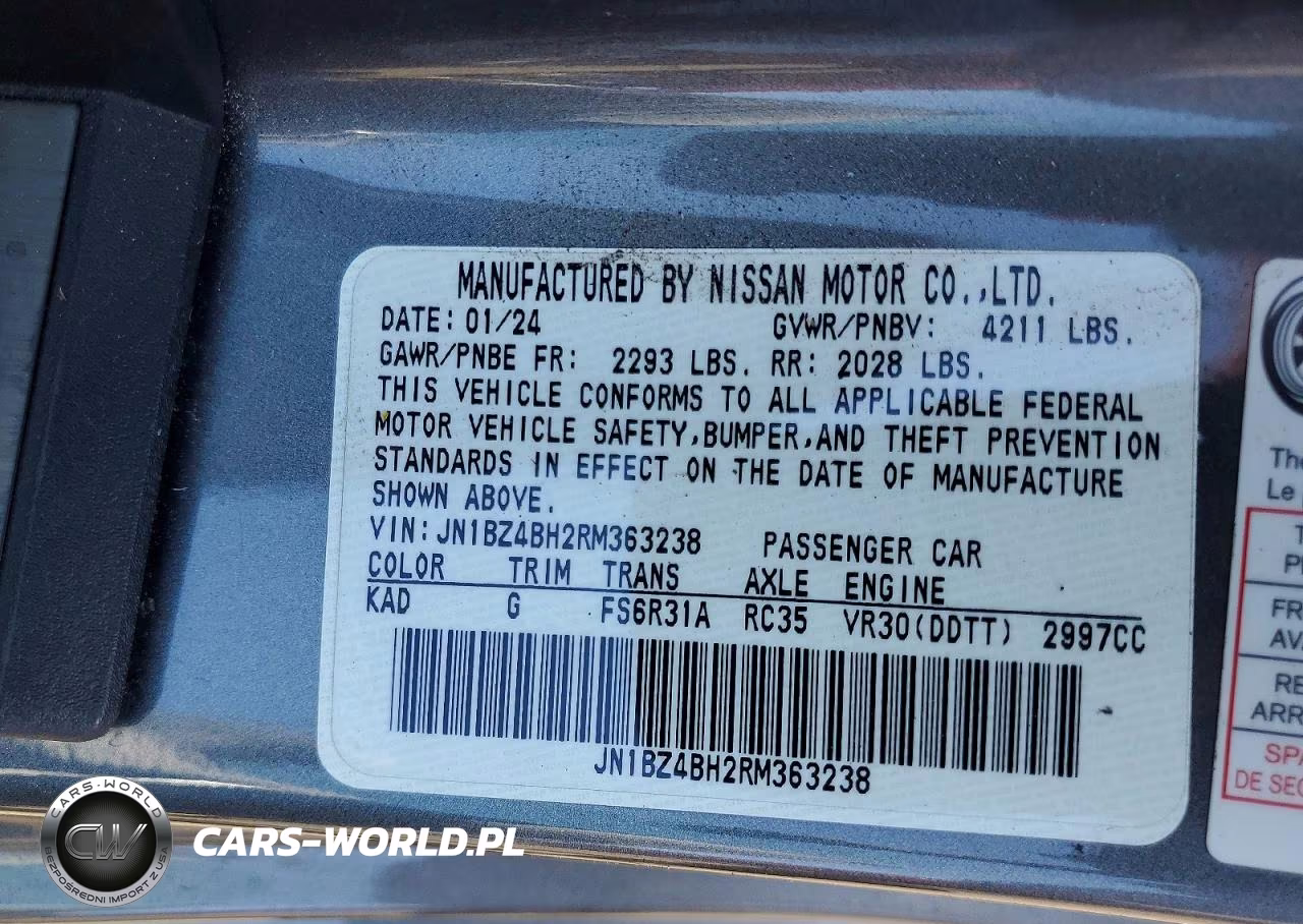 2024 Nissan Z Performance VIN:JN1BZ4BH2RM363238 - 12