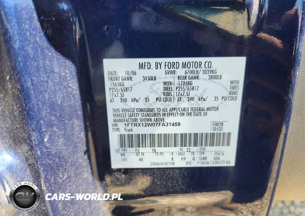 2007 Ford F150 VIN:1FTRX12W07FA31458 - 12