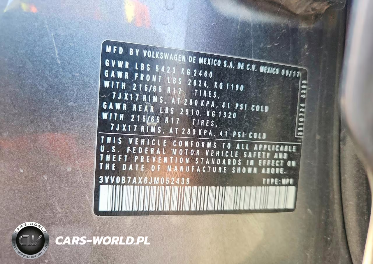 2018 Volkswagen Tiguan S VIN:3VV0B7AX6JM052439 - 12