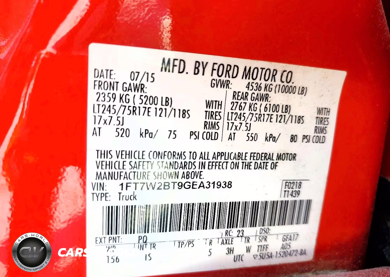 2016 Ford F-250 Lariat-Xl-Xlt VIN:1FT7W2BT9GEA31938 - 12