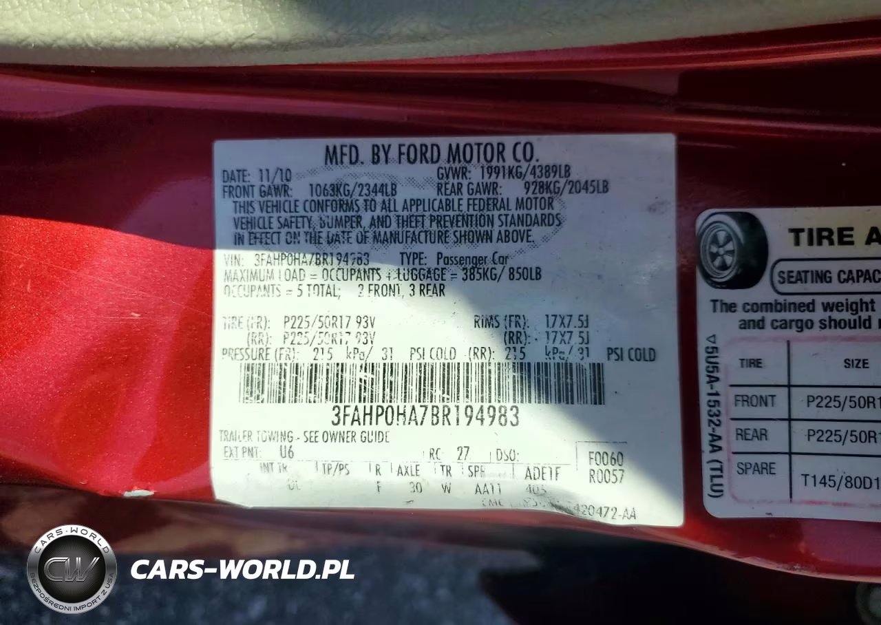 2011 Ford Fusion Sel VIN:3FAHP0HA7BR194983 - 12