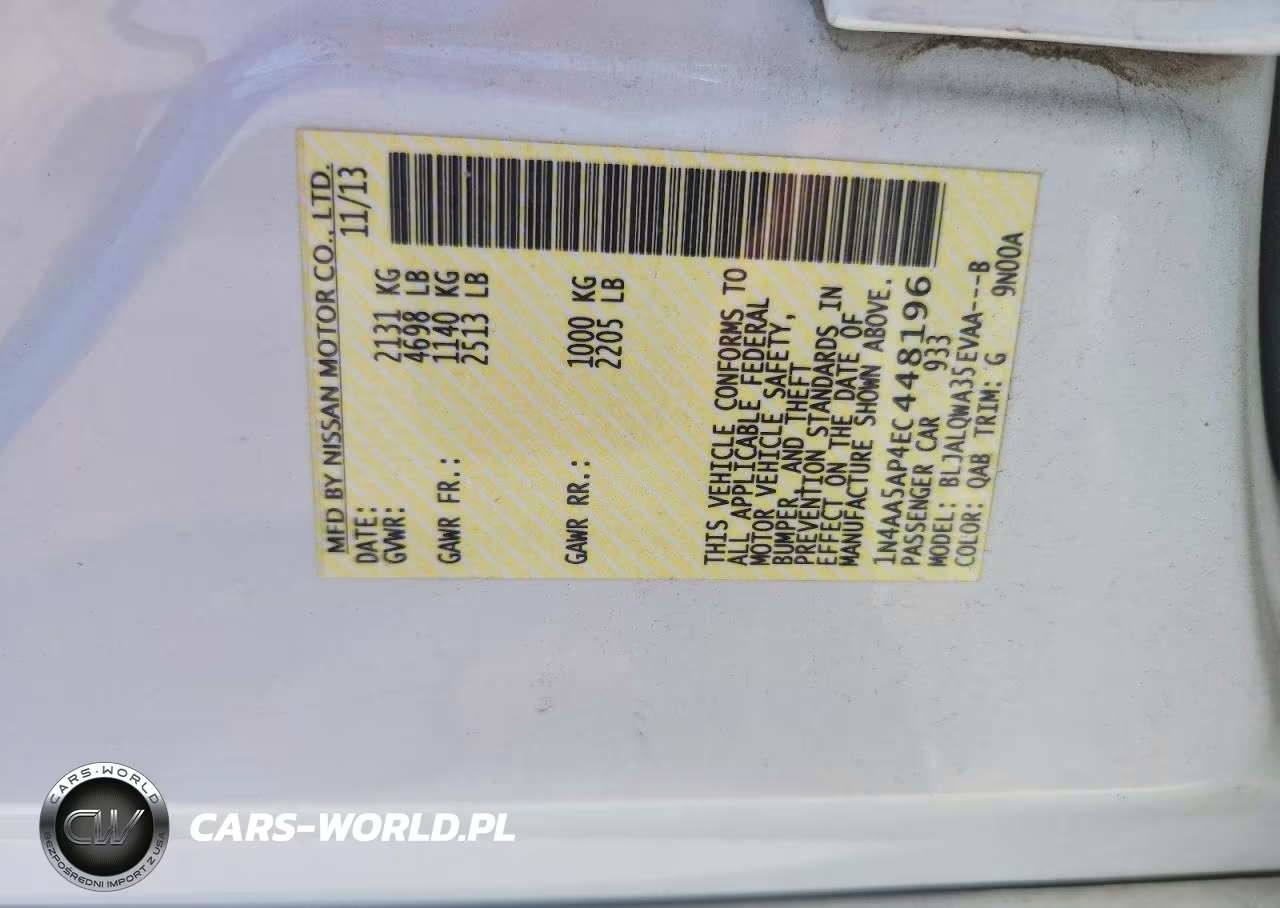 2014 Nissan Maxima 3.5 S VIN:1N4AA5AP4EC448196 - 12