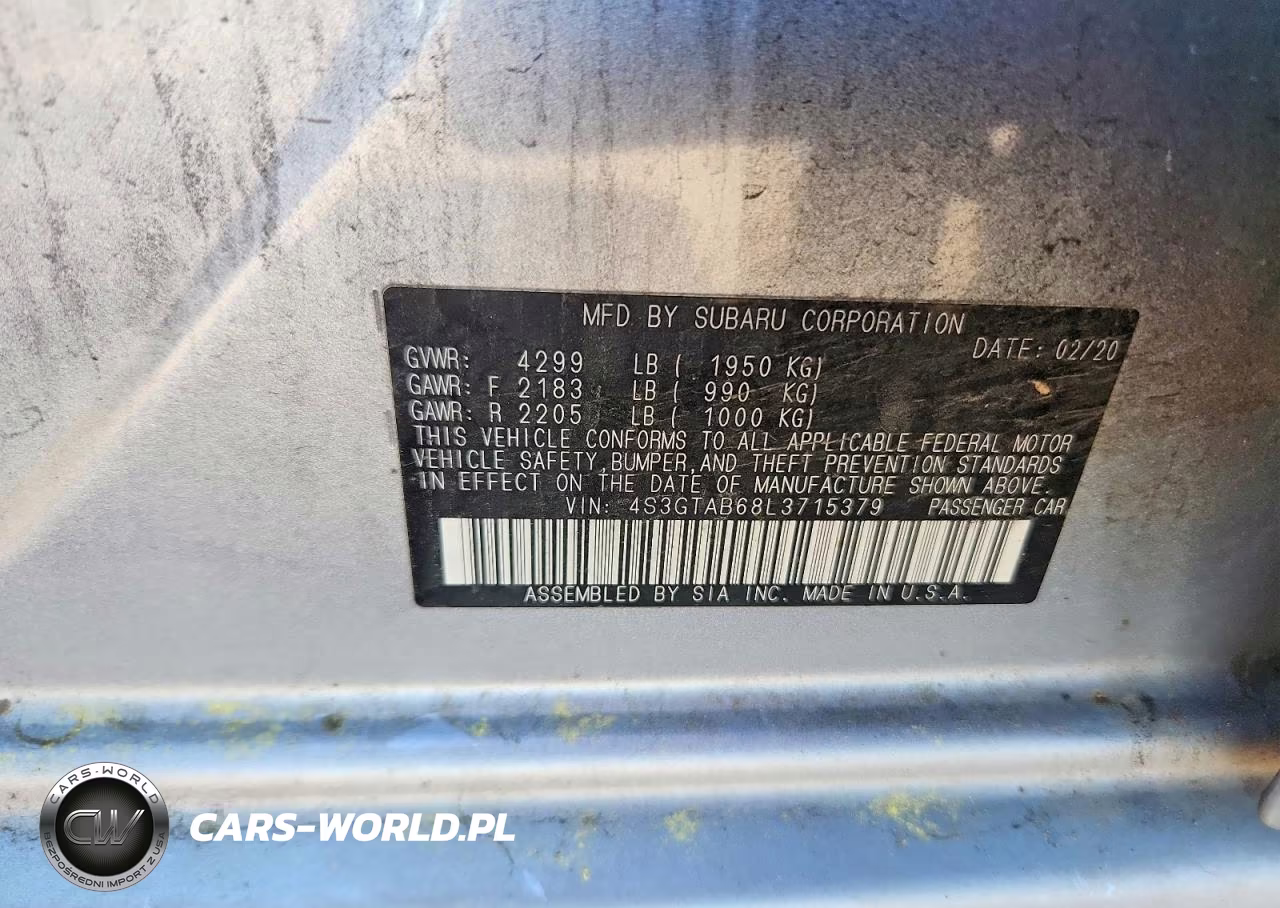 2020 Subaru Impreza VIN:4S3GTAB68L3715379 - 12