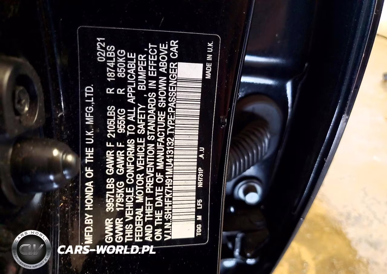 2021 Honda Civic Sport Touring VIN:SHHFK7H91MU413132 - 12