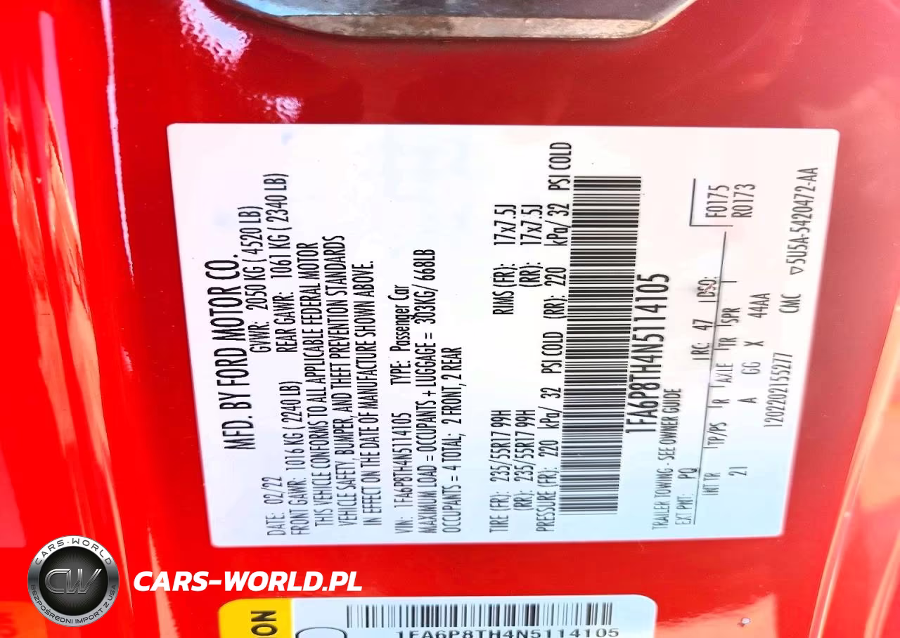 2022 Ford Mustang VIN:1FA6P8TH4N5114105 - 12