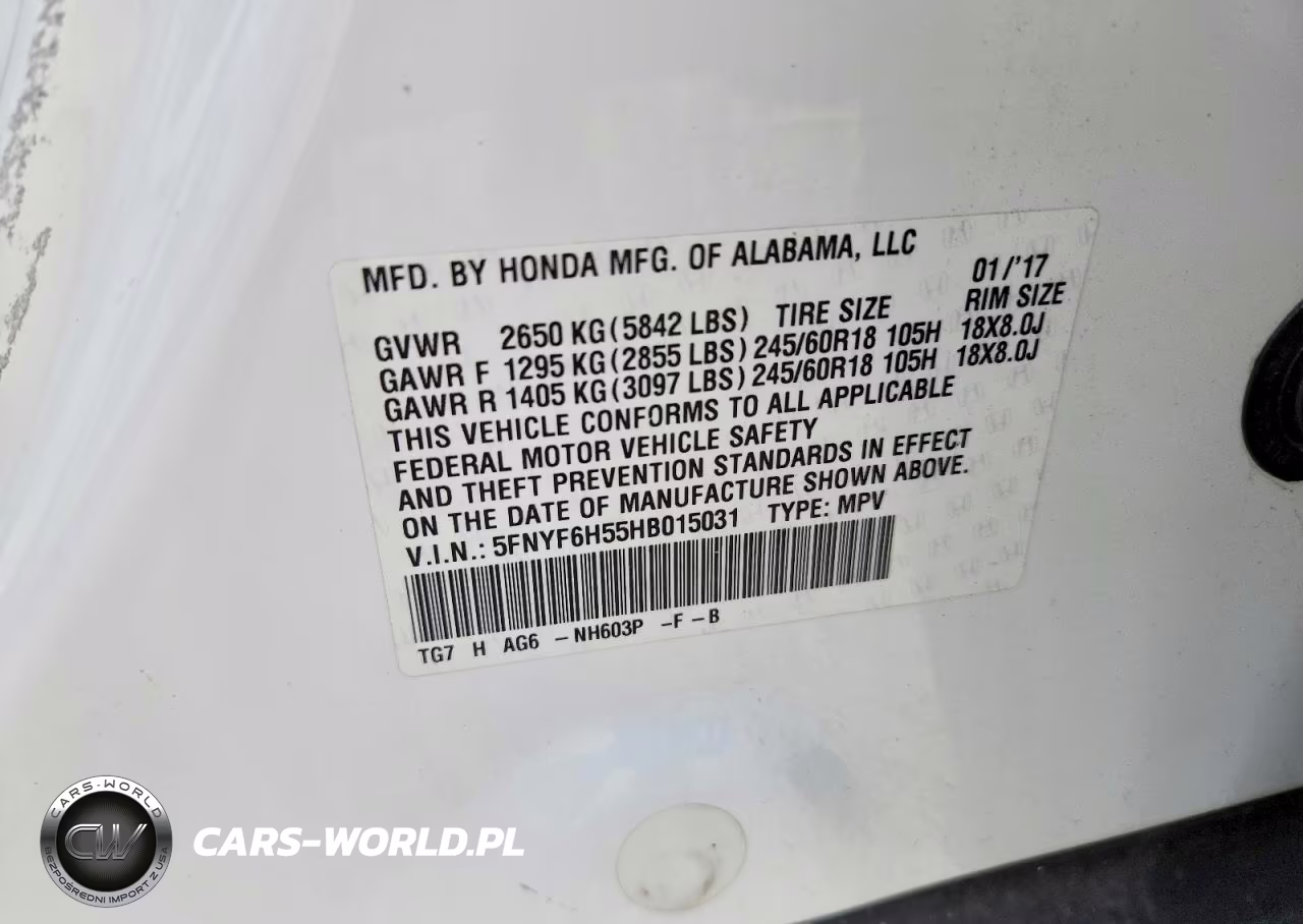 2017 Honda Pilot Exl VIN:5FNYF6H55HB015031 - 12