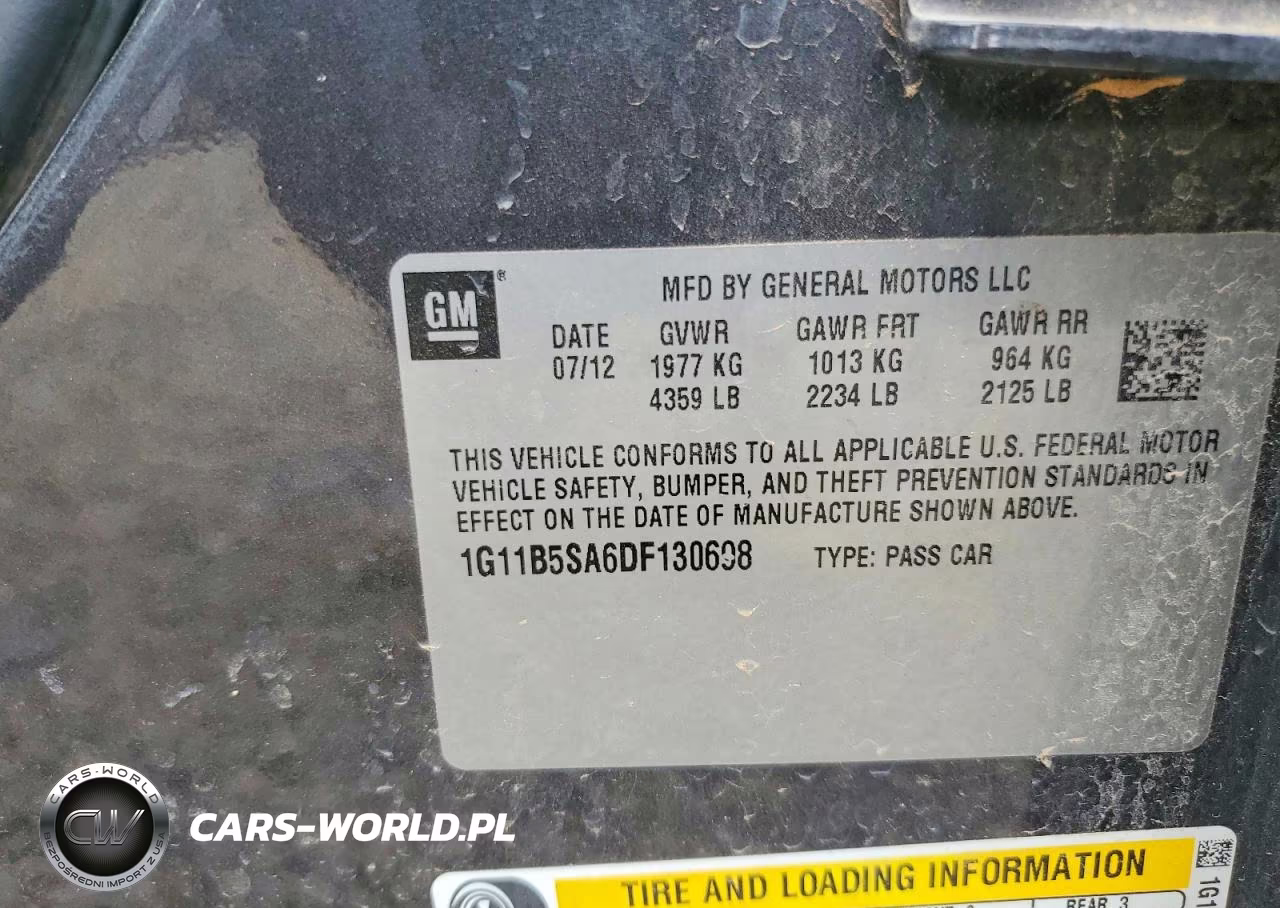 2013 Chevrolet Malibu Ls VIN:1G11B5SA6DF130698 - 12