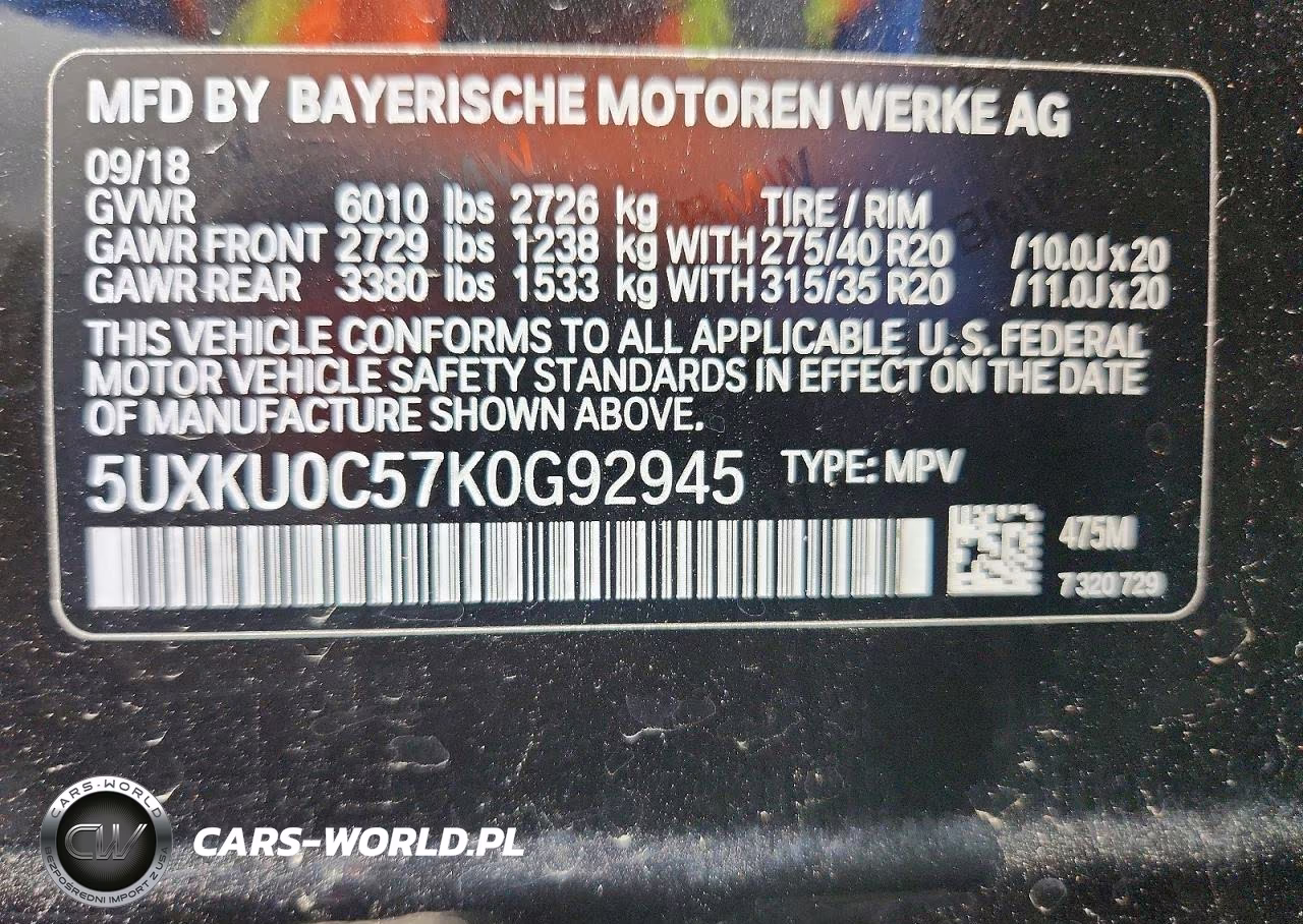2019 BMW X6 Sdrive35I VIN:5UXKU0C57K0G92945 - 13