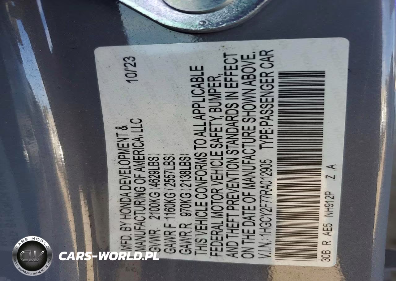 2024 Honda Accord Hybrid Sport-L VIN:1HGCY2F77RA012905 - 12