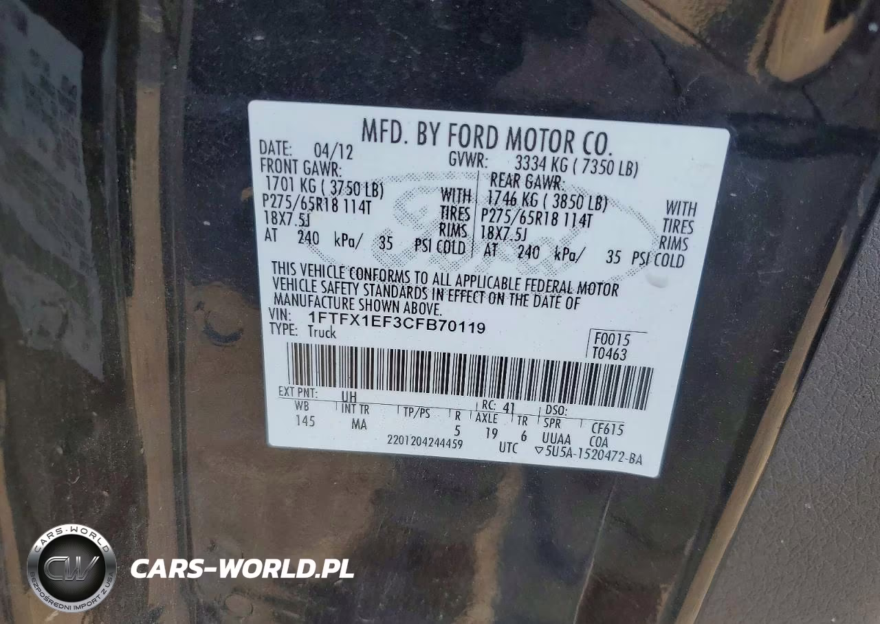 2012 Ford F150 Super Cab VIN:1FTFX1EF3CFB70119 - 12