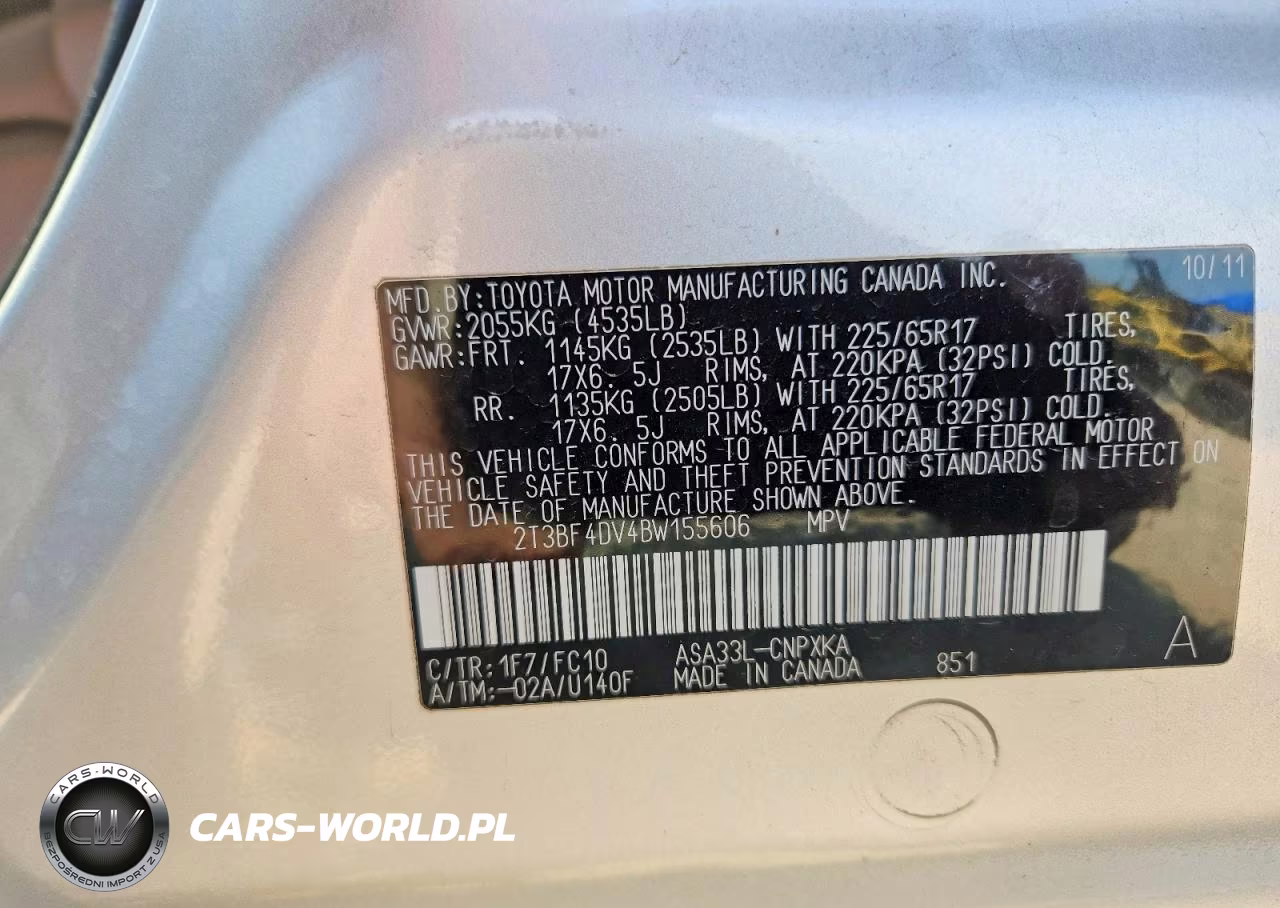 2011 Toyota Rav4 Base VIN:2T3BF4DV4BW155606 - 13