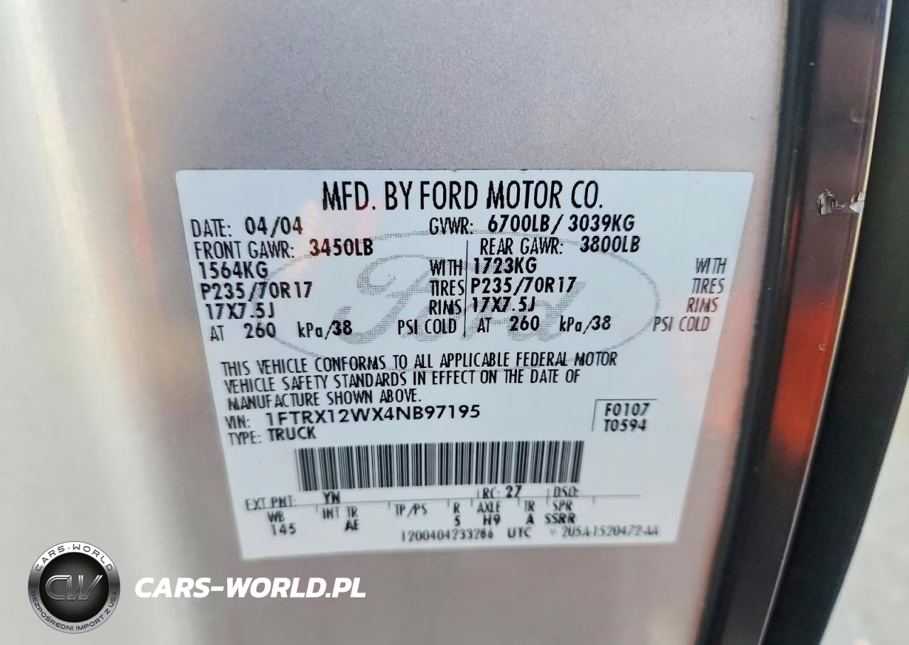 2004 Ford F150 VIN:1FTRX12WX4NB97195 - 12