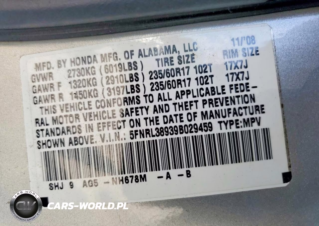 2009 Honda Odyssey Touring VIN:5FNRL38939B029459 - 13