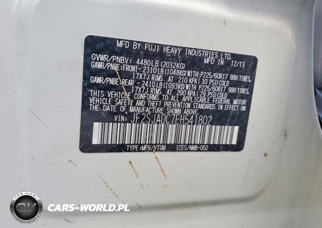 2014 Subaru Forester VIN:JF2SJADC7EH541802 - 13