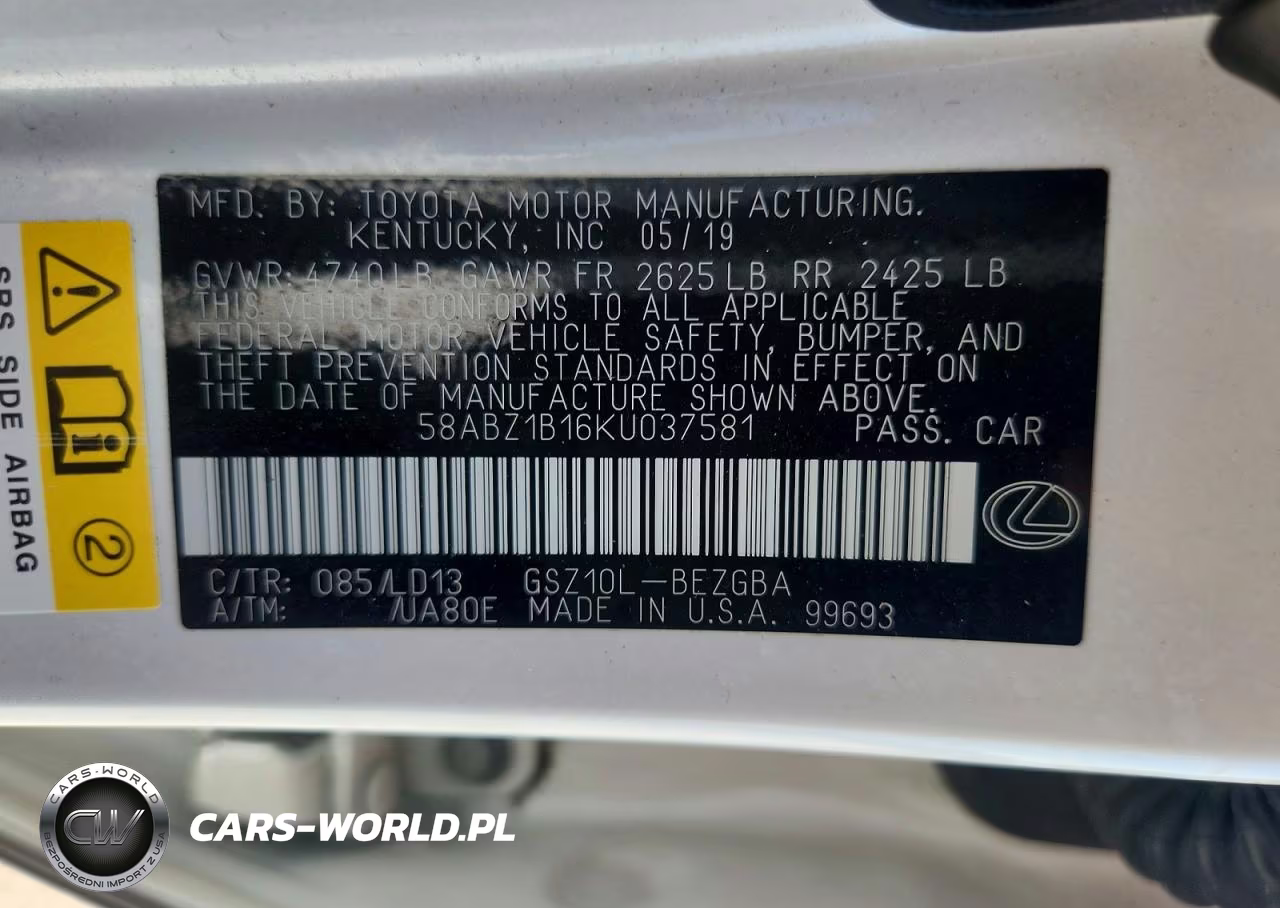 2019 Lexus Es 350 VIN:58ABZ1B16KU037581 - 12