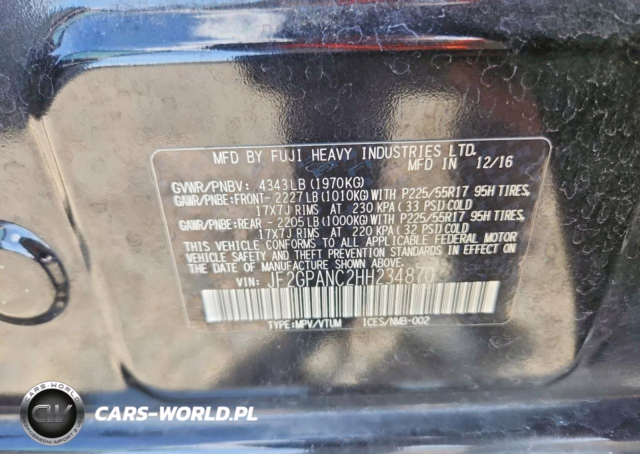2017 Subaru Crosstrek Limited VIN:JF2GPANC2HH234870 - 12