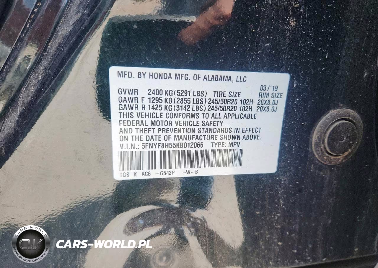 2019 Honda Passport Exl VIN:5FNYF8H55KB012066 - 14