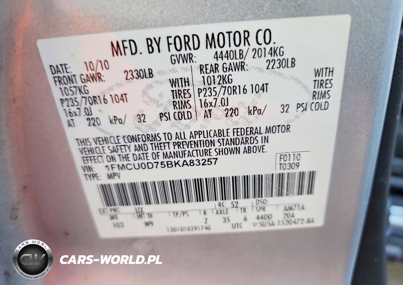 2011 Ford Escape Xlt VIN:1FMCU0D75BKA83257 - 13