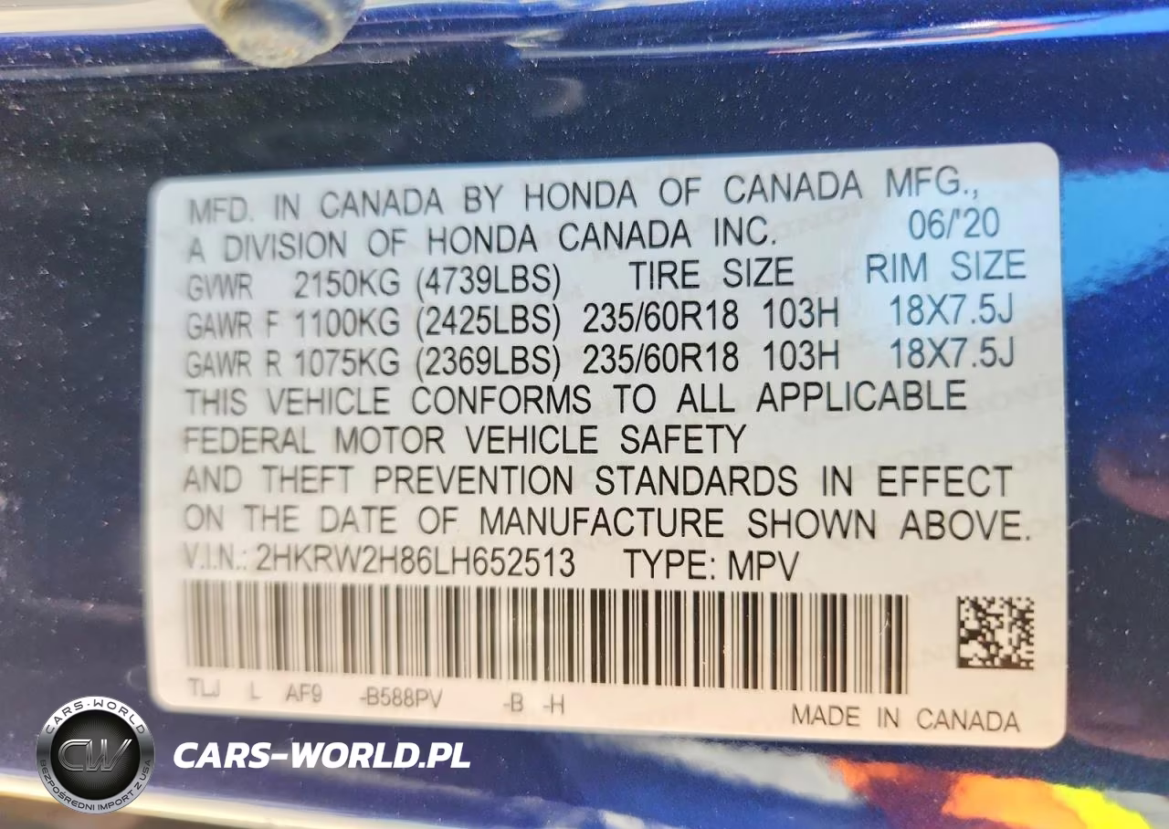 2020 Honda Cr-V Exl VIN:2HKRW2H86LH652513 - 12