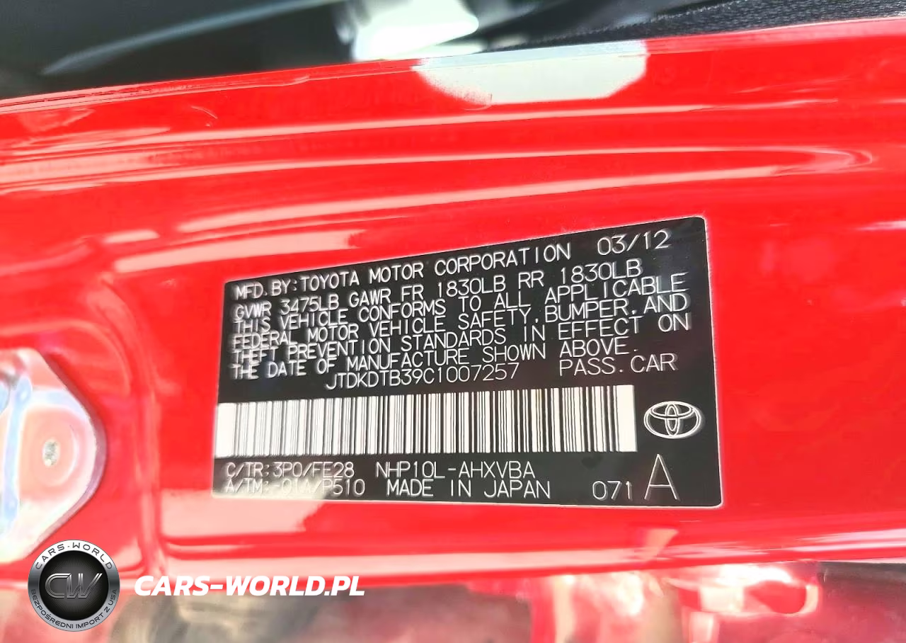 2012 Toyota Prius C One VIN:JTDKDTB39C1007257 - 12