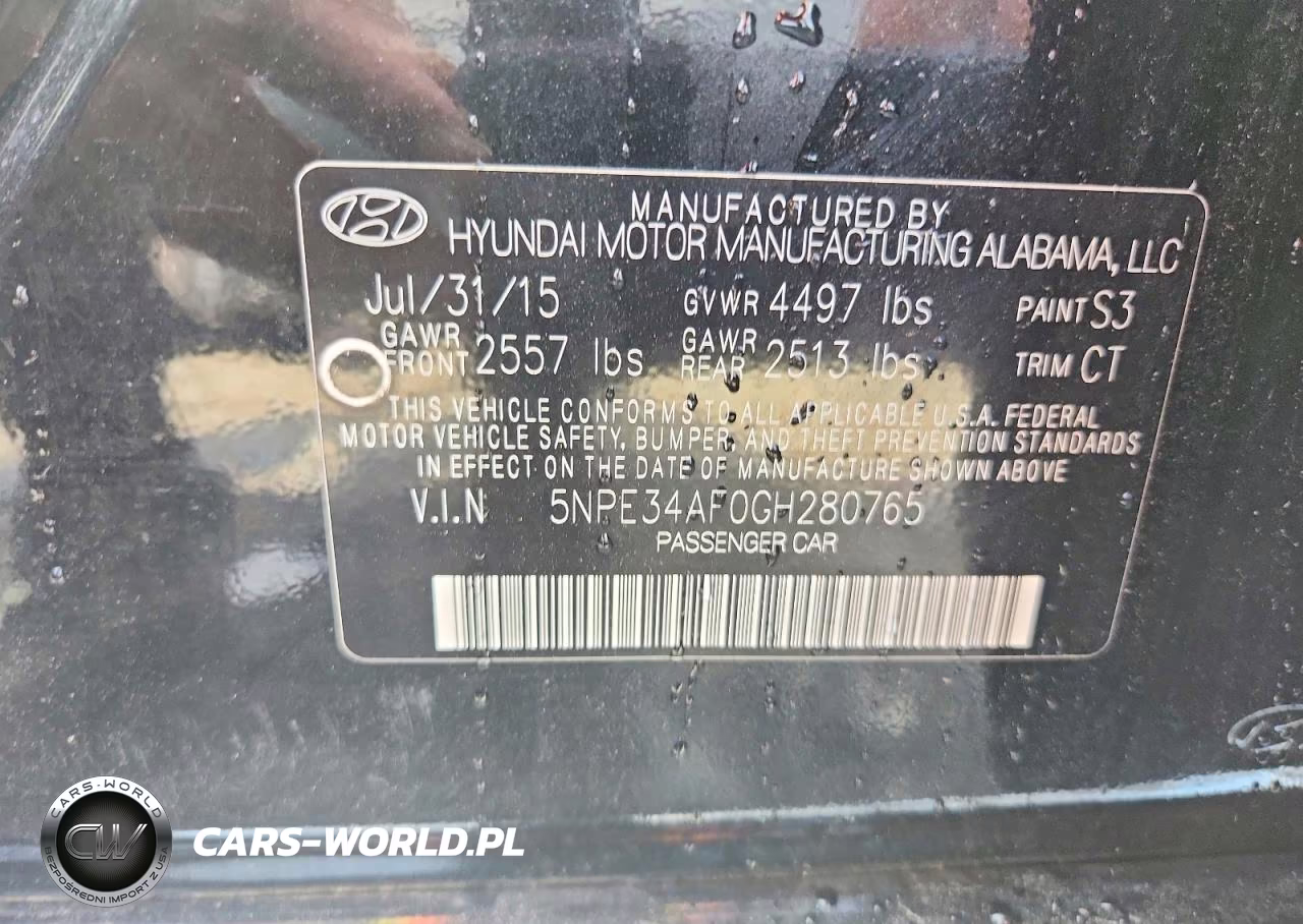 2016 Hyundai Sonata Sport VIN:5NPE34AF0GH280765 - 12