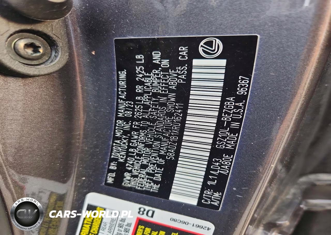 2024 Lexus Es 350 Base VIN:58ADZ1B1XRU162411 - 12
