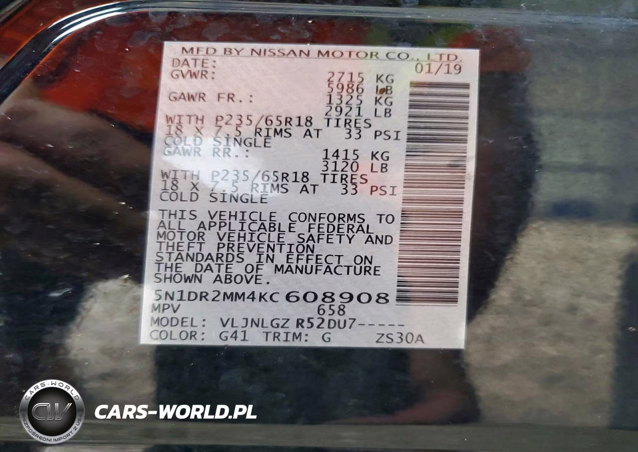 2019 Nissan Pathfinder Sl VIN:5N1DR2MM4KC608908 - 13