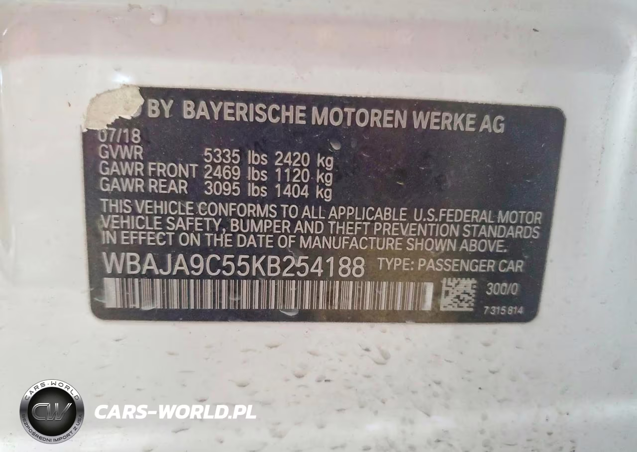 2019 BMW 530E VIN:WBAJA9C55KB254188 - 12