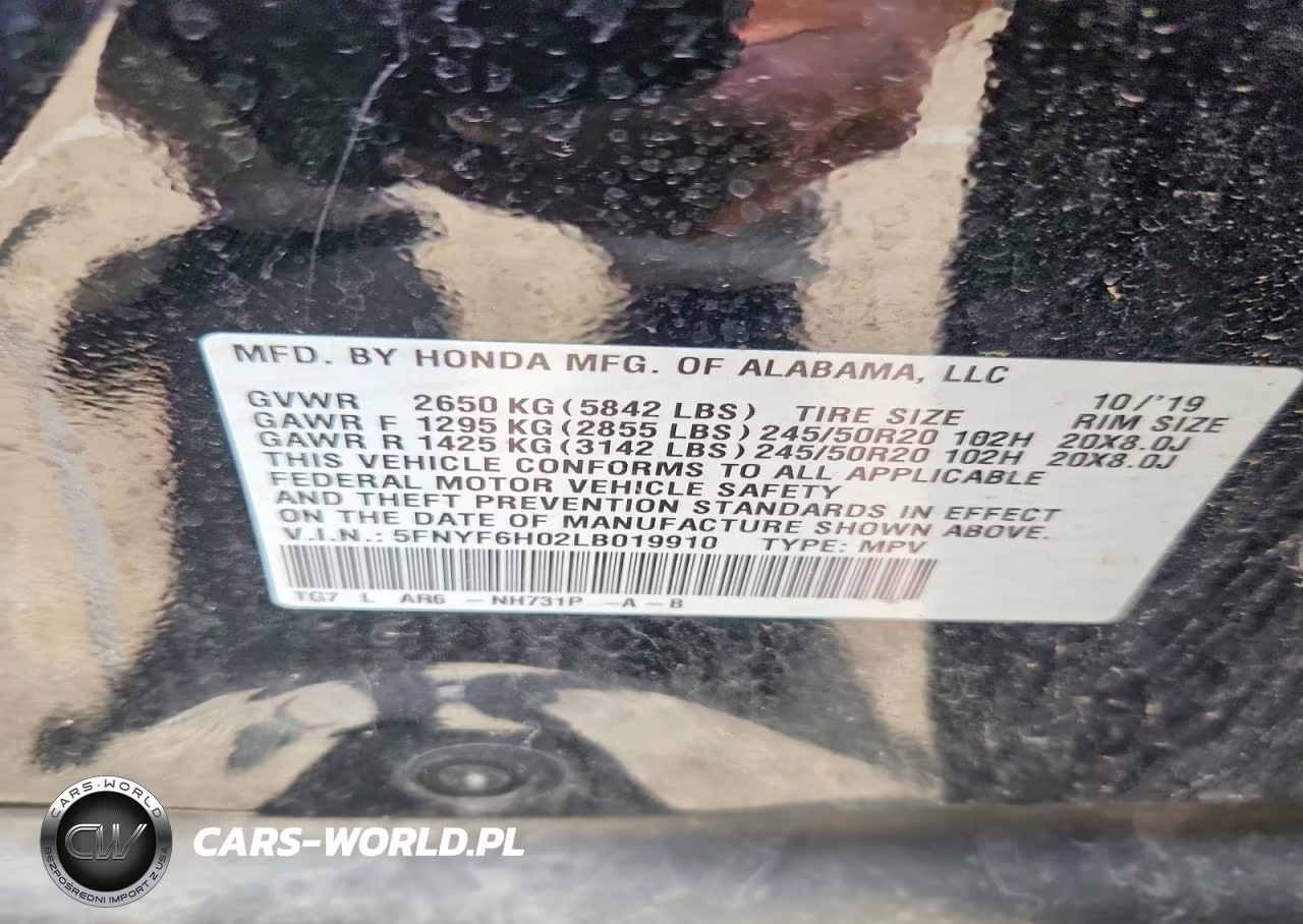 2020 Honda Pilot Elite VIN:5FNYF6H02LB019910 - 13