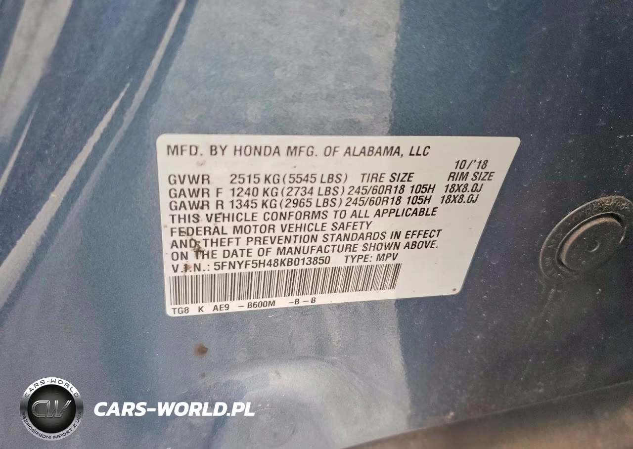 2019 Honda Pilot Exl VIN:5FNYF5H48KB013850 - 14