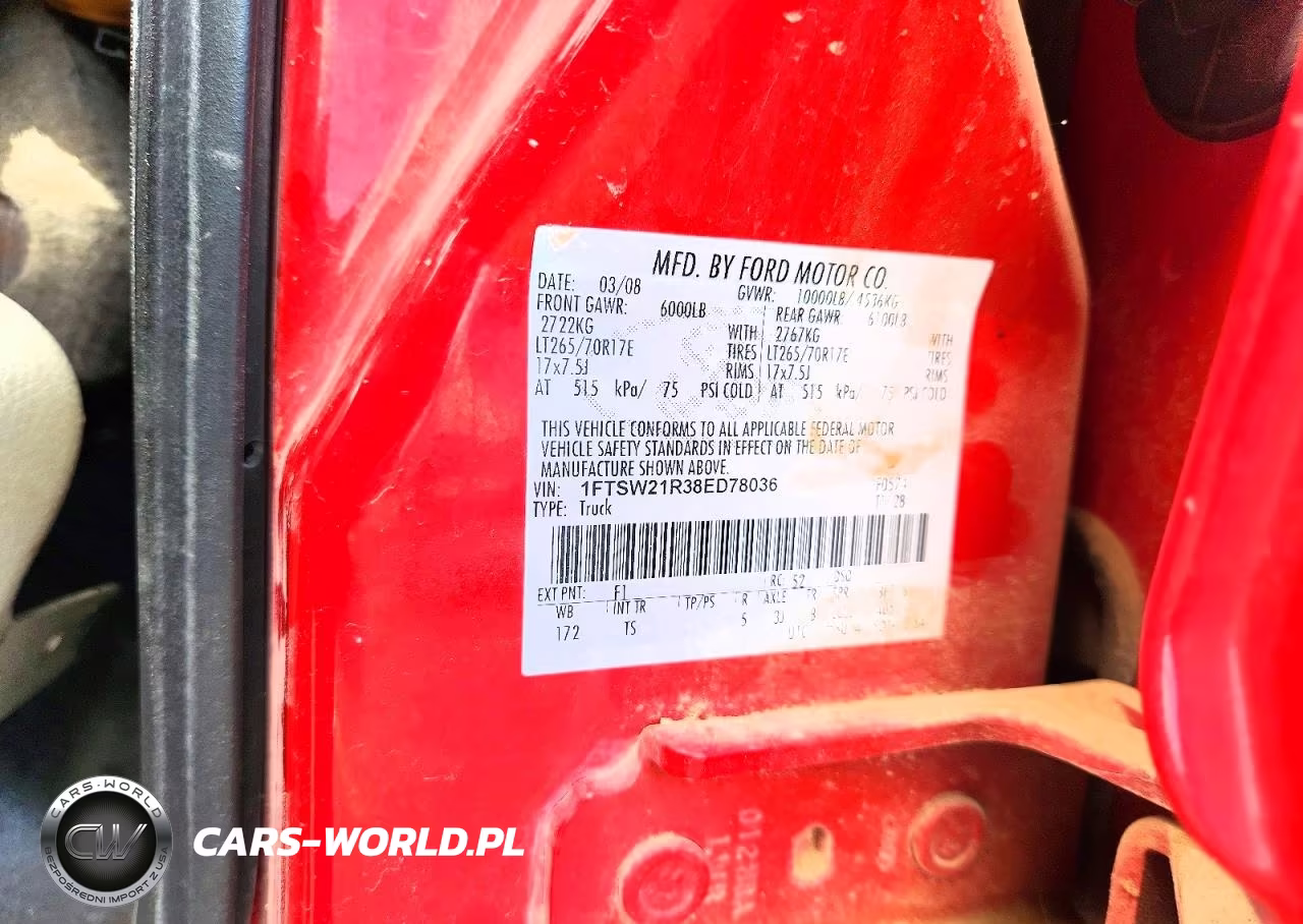 2008 Ford F250 Super Duty VIN:1FTSW21R38ED78036 - 12