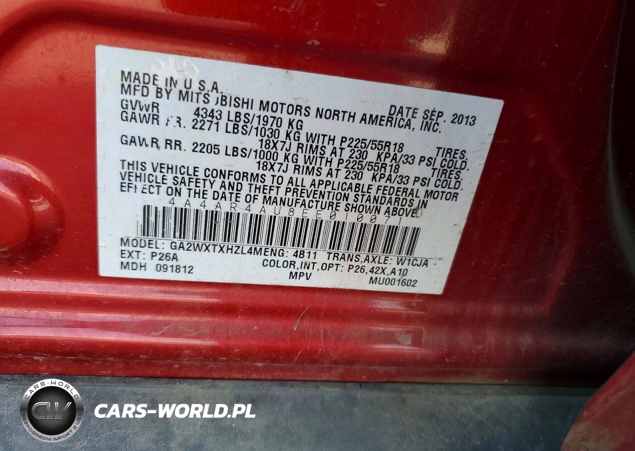 2014 Mitsubishi Outlander Sport Se VIN:4A4AR4AU8EE010071 - 13