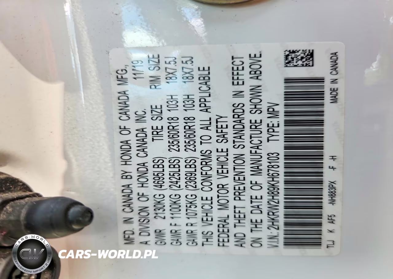 2019 Honda Cr-V Exl VIN:2HKRW2H89KH678103 - 13