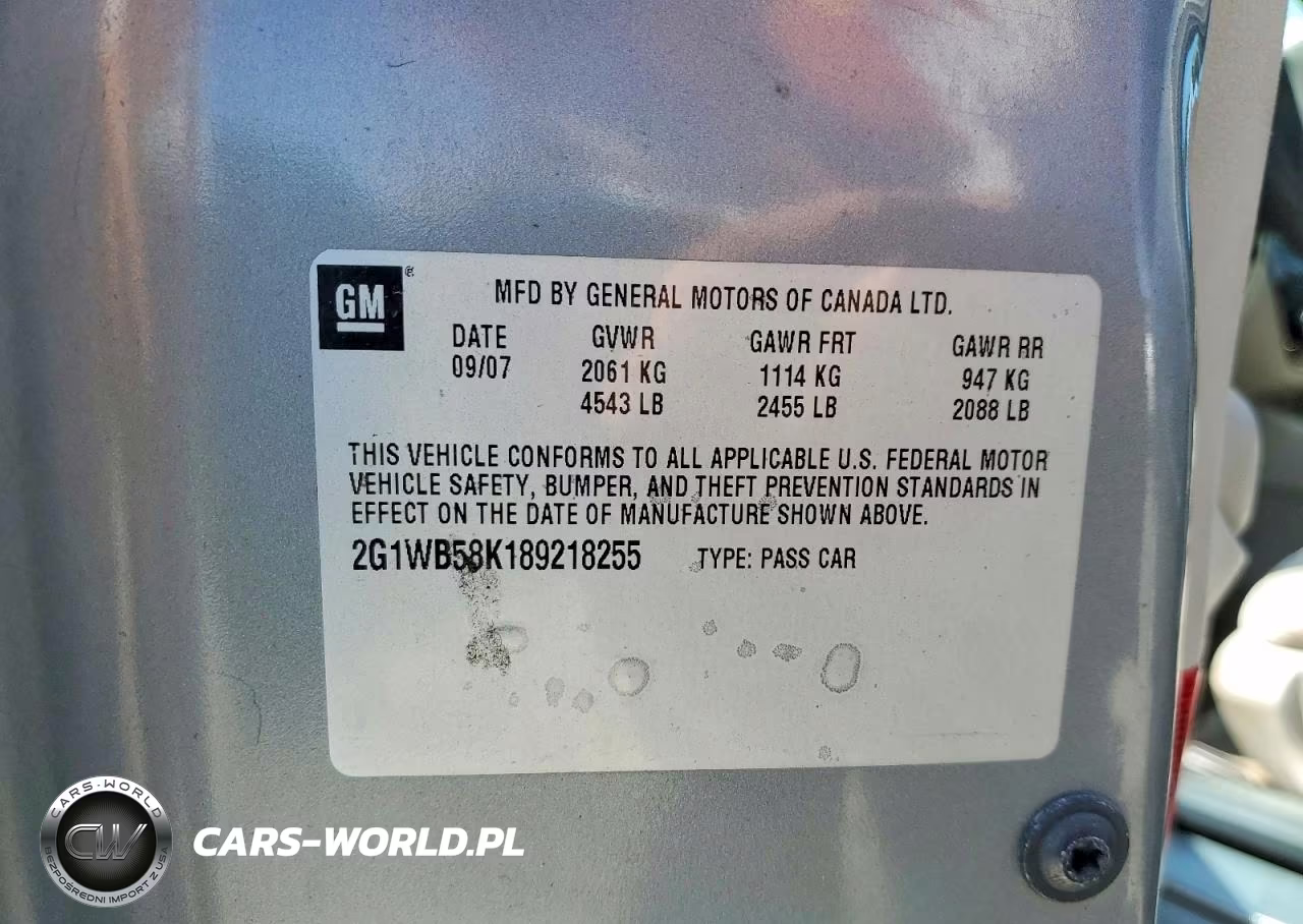 2008 Chevrolet Impala Ls VIN:2G1WB58K189218255 - 12