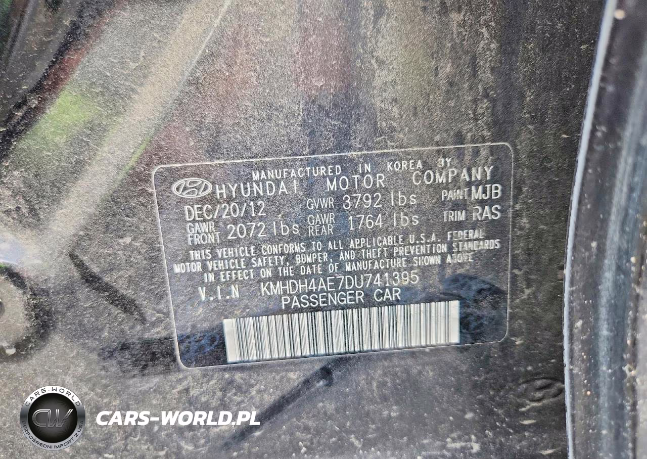 2013 Hyundai Elantra Limited VIN:KMHDH4AE7DU741395 - 12