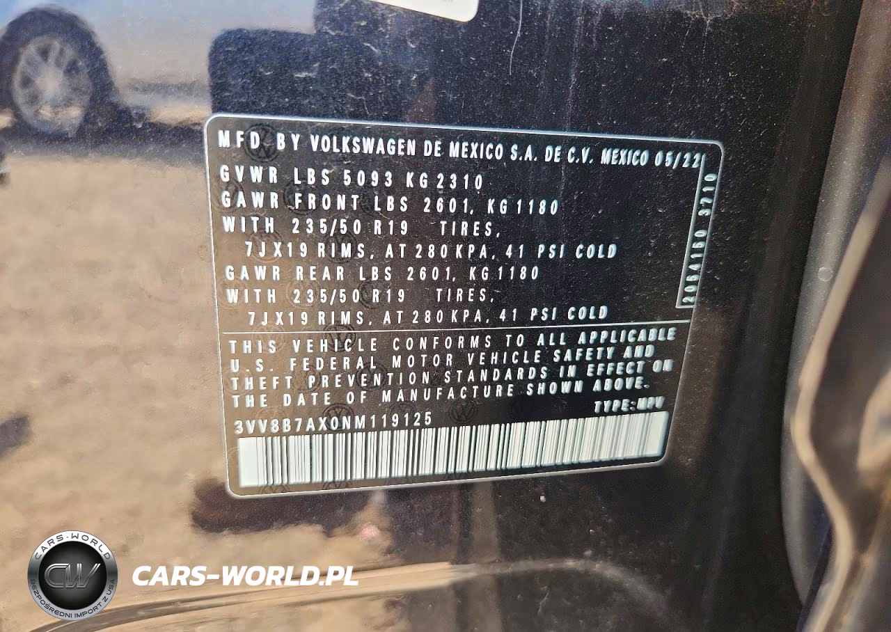 2022 Volkswagen Tiguan Se R-Line Black VIN:3VV8B7AX0NM119125 - 12