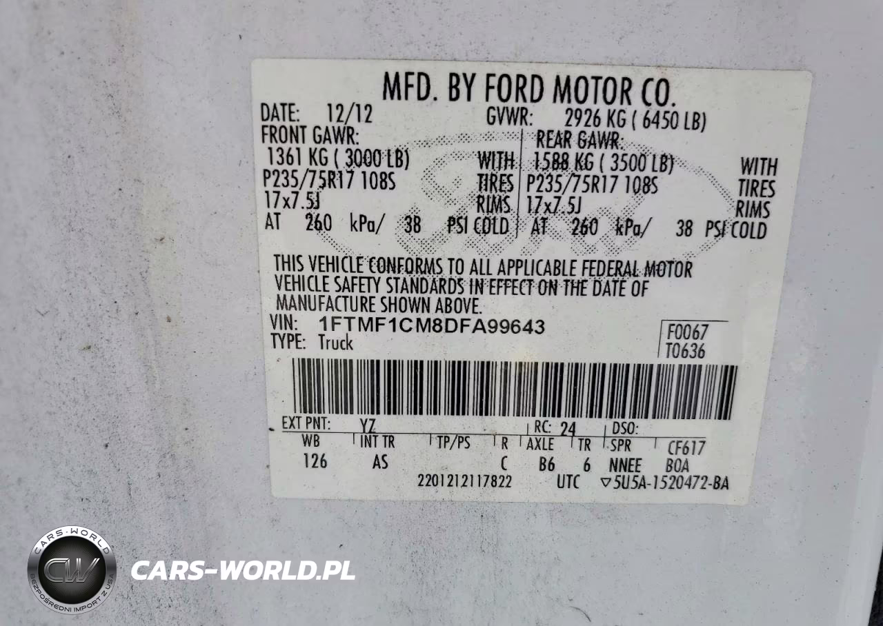 2013 Ford F150 VIN:1FTMF1CM8DFA99643 - 12
