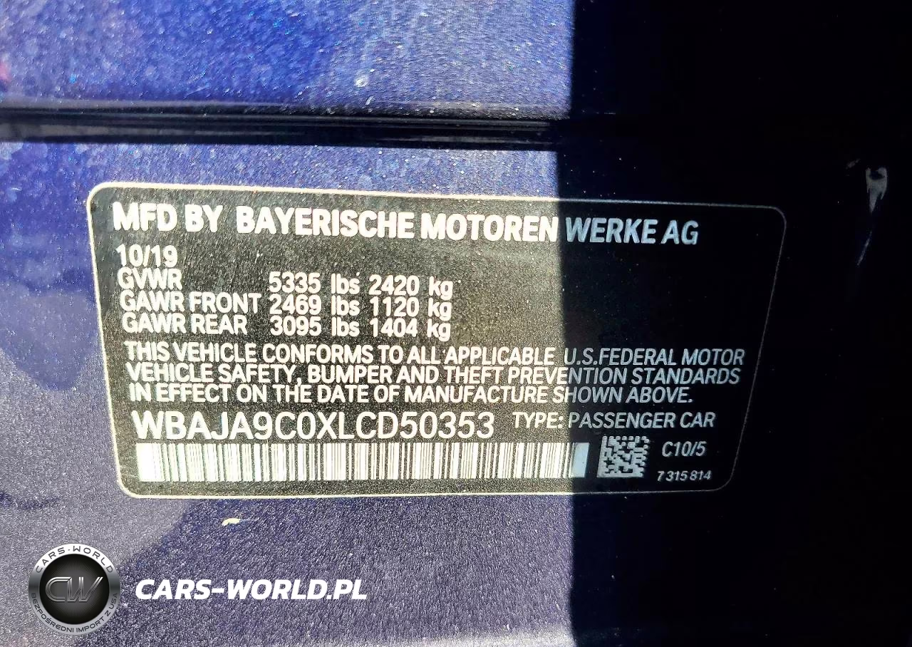 2020 BMW 530E VIN:WBAJA9C0XLCD50353 - 13