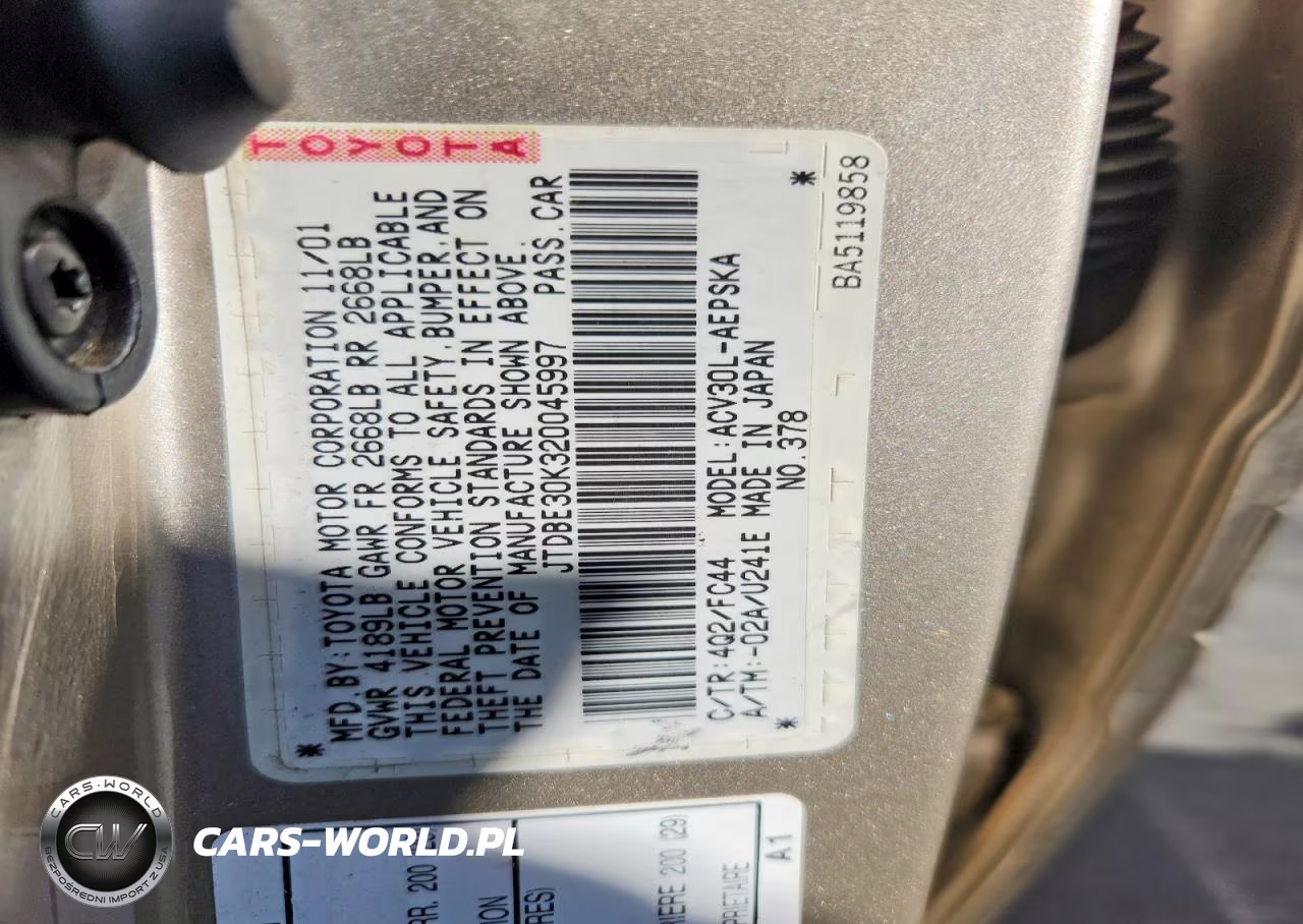2002 Toyota Camry Se VIN:JTDBE30K320045997 - 12