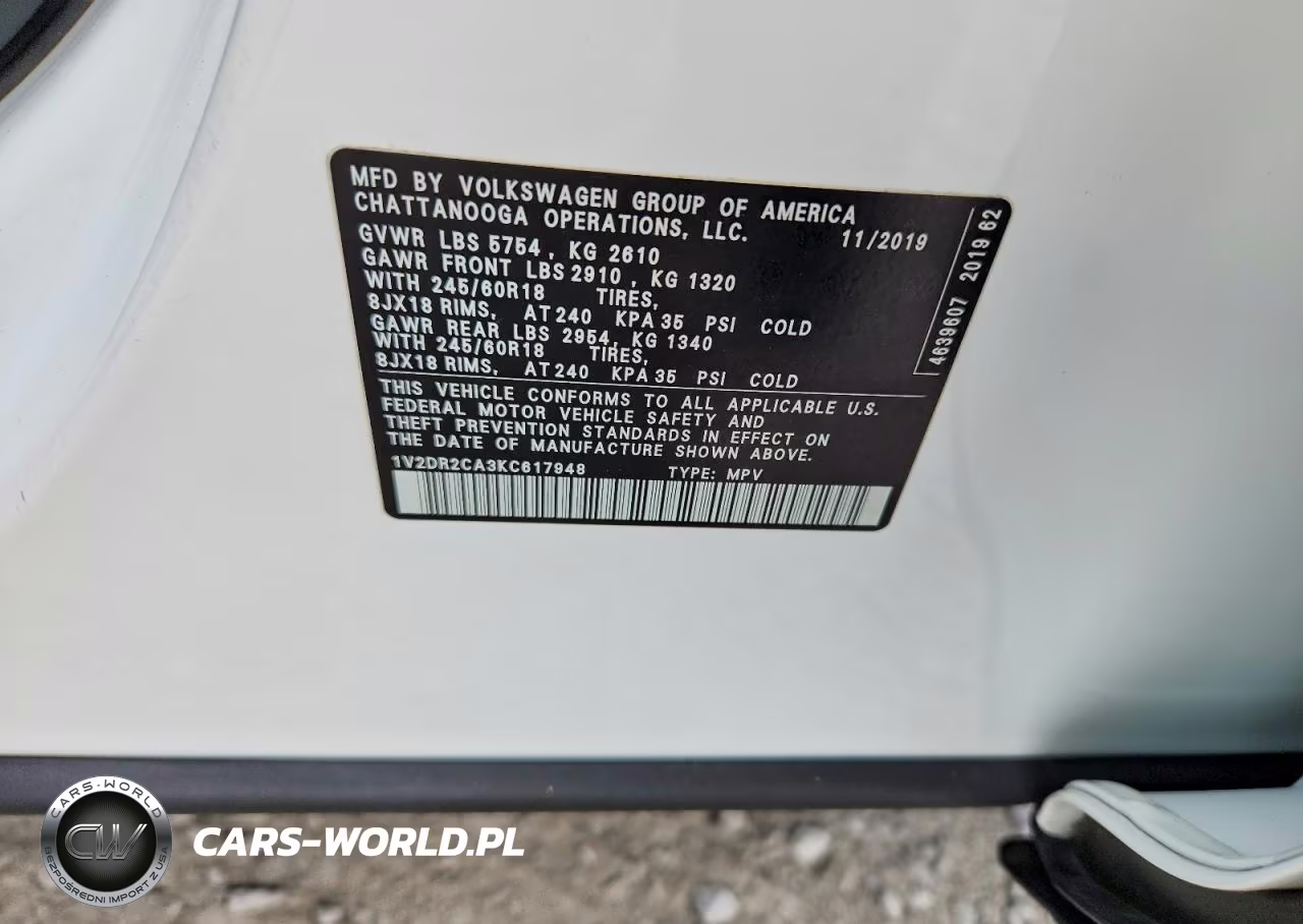 2019 Volkswagen Atlas Se VIN:1V2DR2CA3KC617948 - 13