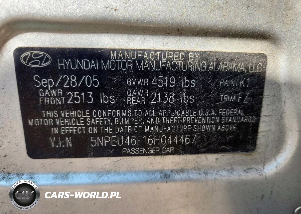 2006 Hyundai Sonata Gls V6 VIN:5NPEU46F16H044467 - 12