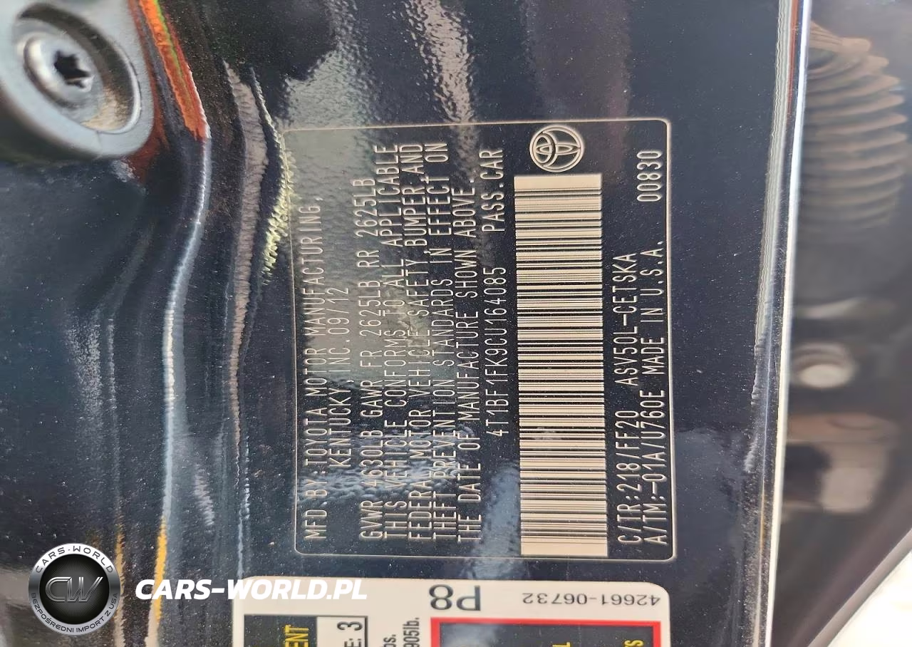 2012 Toyota Camry VIN:4T1BF1FK9CU164085 - 13