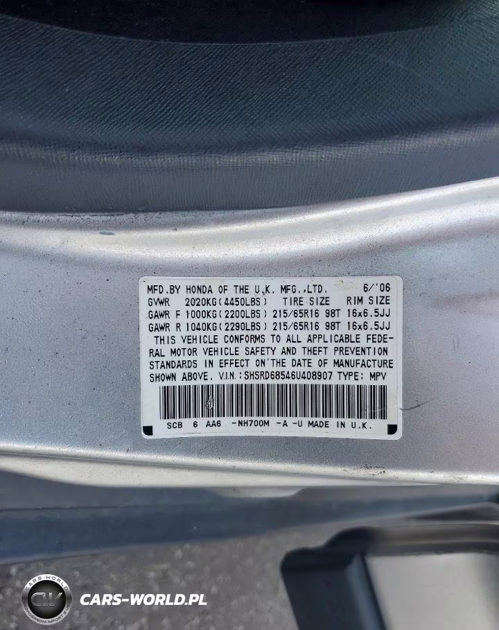 2006 Honda Cr-V Lx VIN:SHSRD68546U408907 - 14