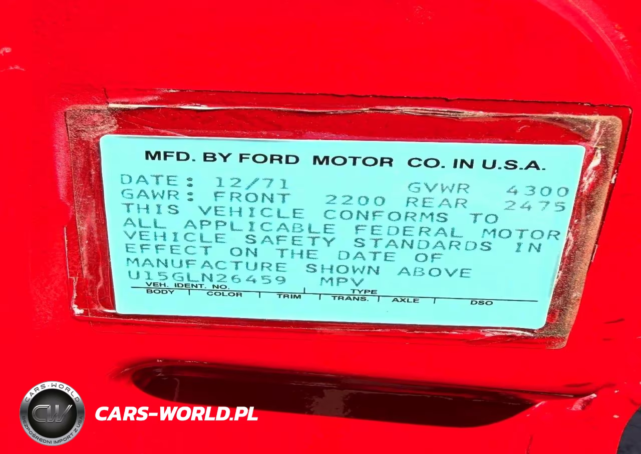 1971 Ford Bronco VIN:U15GLN26459 - 12